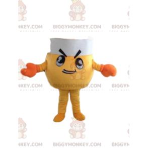 Traje de mascote BIGGYMONKEY™ de caranguejo amarelo com chapéu