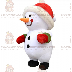BIGGYMONKEY™ Disfraz inflable de muñeco de nieve para mascota