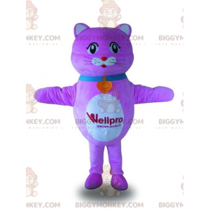 BIGGYMONKEY™ costume mascotte gatto viola e bianco, costume