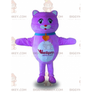 BIGGYMONKEY™ Maskottchenkostüm lila und weiße Katze, rosa