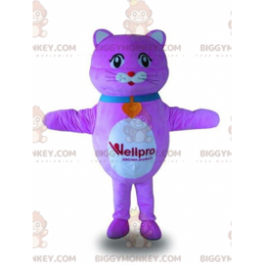 BIGGYMONKEY™ maskottiasu purppuravalkoinen kissa