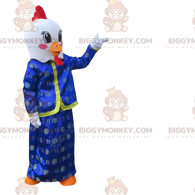Costume de mascotte BIGGYMONKEY™ de coq, d'oiseau blanc en