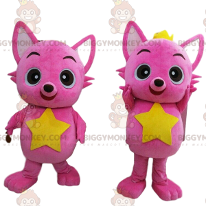 Duo de mascottes BIGGYMONKEY™ de chats roses, 2 chats, 2