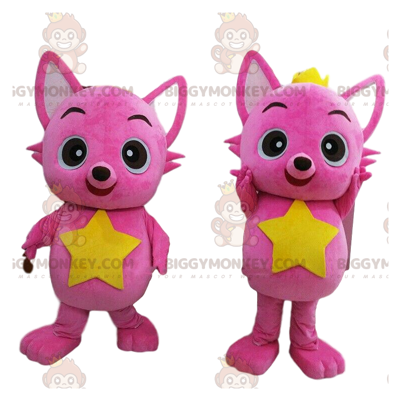 Duo de mascottes BIGGYMONKEY™ de chats roses, 2 chats, 2