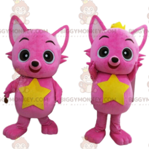 2 mascot BIGGYMONKEY™s of pink cats, 2 cats, 2 colored foxes –