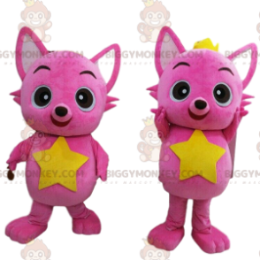 2 maskot BIGGYMONKEY™s af lyserøde katte, 2 katte, 2 farvede