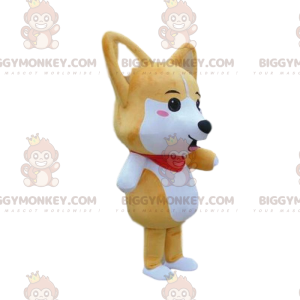 Kostým maskota hnědobílého psa BIGGYMONKEY™, kostým lišky –