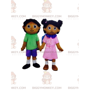 2 niños mascota de BIGGYMONKEY™, muñecos, un niño y una niña -