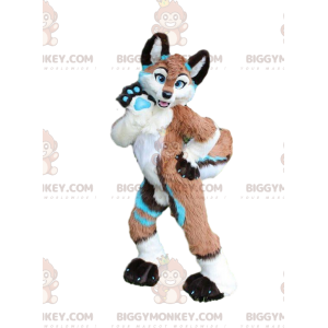 Traje de mascote BIGGYMONKEY™, raposa de pele colorida