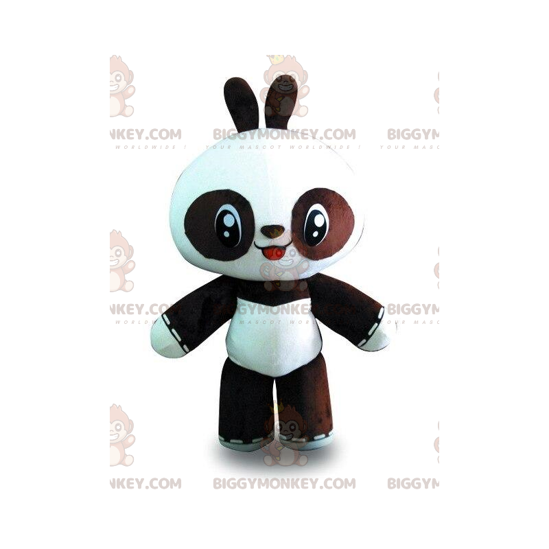 Traje de mascote BIGGYMONKEY™ de panda preto e branco, urso