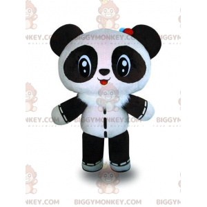 BIGGYMONKEY™ bambola costume mascotte, panda bianco e nero