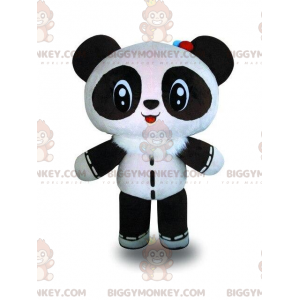 BIGGYMONKEY™ maskotkostumedukke, sort og hvid panda