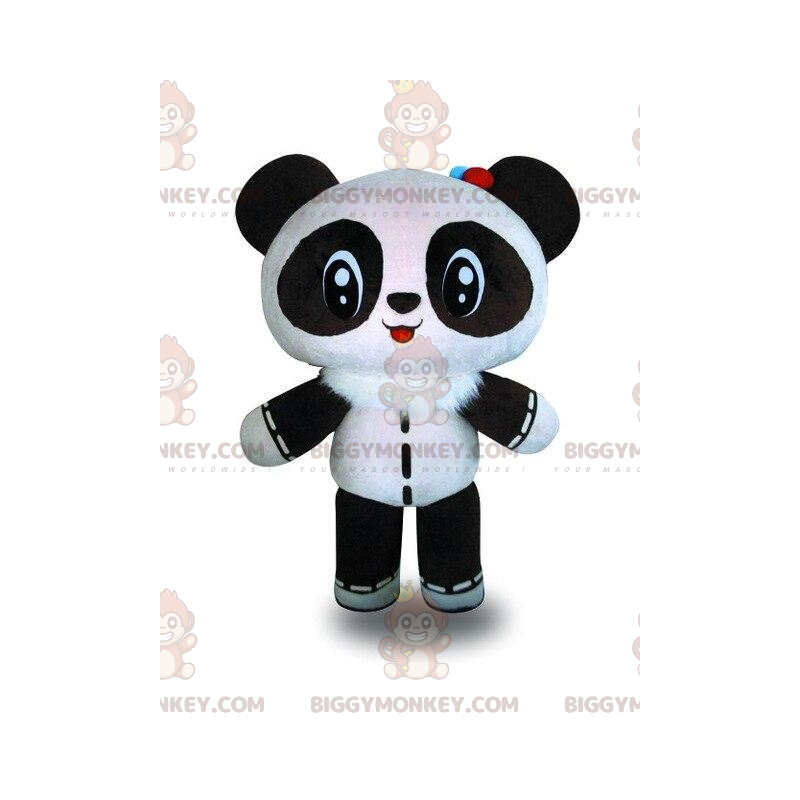BIGGYMONKEY™ mascotte kostuum pop, zwart-witte panda, beer
