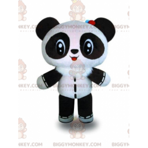 BIGGYMONKEY™ maskotdräktdocka, svartvit panda, björndräkt -