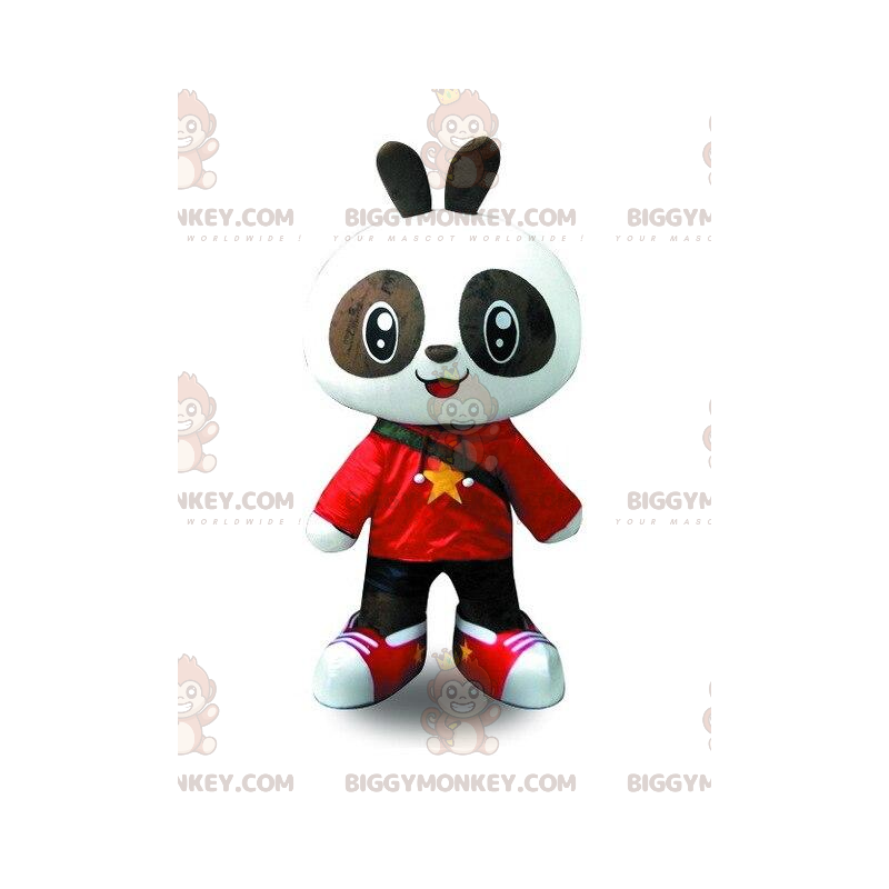 BIGGYMONKEY™ Mascot Costume of Black and White Panda Dressed in