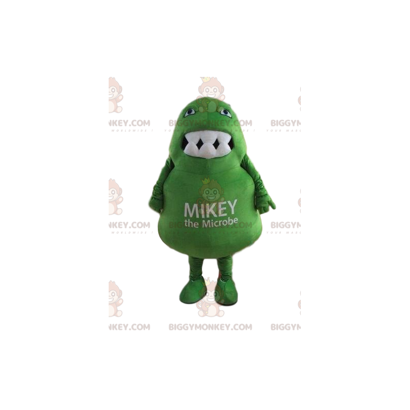 Traje de mascote BIGGYMONKEY™ de micróbio verde, fantasia de