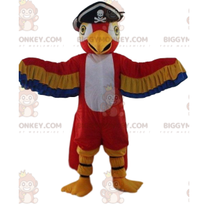 Disfraz de mascota BIGGYMONKEY™ Loro colorido con sombrero de