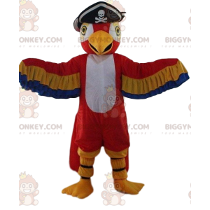 Kostým maskota BIGGYMONKEY™ Barevný papoušek s pirátským