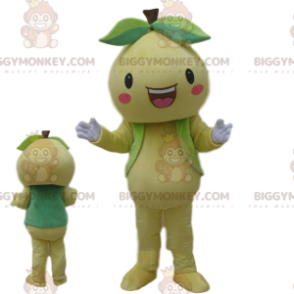Kostým maskota hrušky BIGGYMONKEY™, kostým ovoce, žluté ovoce –