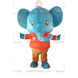 BIGGYMONKEY™ Costume da mascotte elefante blu gigante e