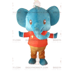 BIGGYMONKEY™ Μπλε ελέφαντας, γιγαντιαία, πολύχρωμη στολή μασκότ