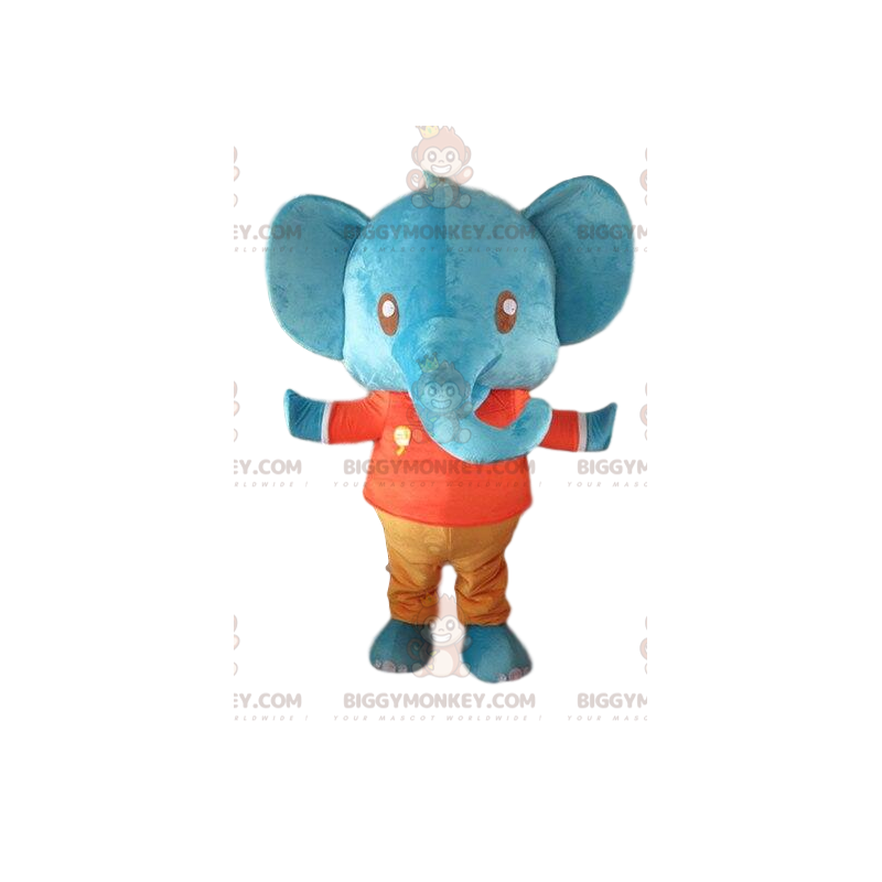 BIGGYMONKEY™ Costume da mascotte elefante blu gigante e