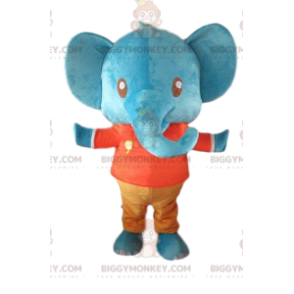 BIGGYMONKEY™ Disfraz de mascota de elefante azul, gigante y