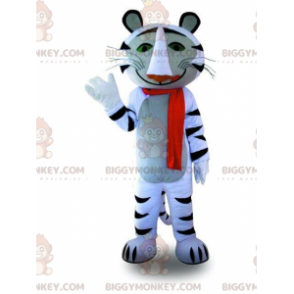 BIGGYMONKEY™ costume mascotte di tigre bianca e nera, costume