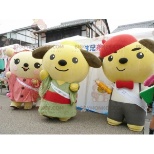 3 Mascota de oso de peluche japonés de dibujos animados de