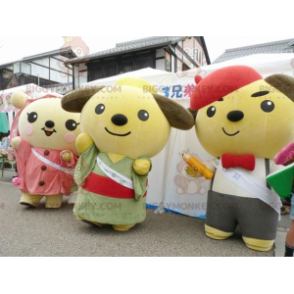 3 Mascota de oso de peluche japonés de dibujos animados de
