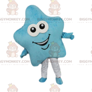 Blauwe ster BIGGYMONKEY™ mascottekostuum, lachende sterkostuum