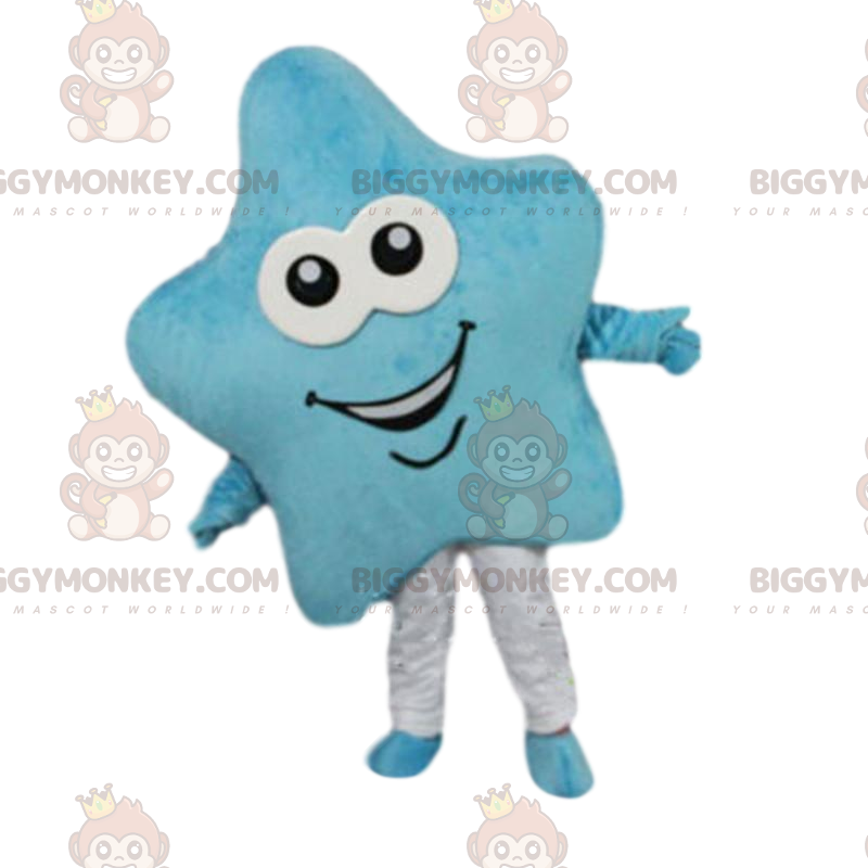 Blue Star BIGGYMONKEY™ Mascot Costume, Smiling Star Costume -