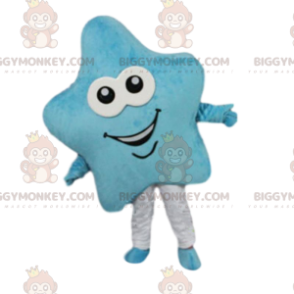 Blauwe ster BIGGYMONKEY™ mascottekostuum, lachende sterkostuum