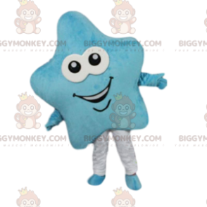 Blue Star BIGGYMONKEY™ maskotkostume, smilende stjernekostume -