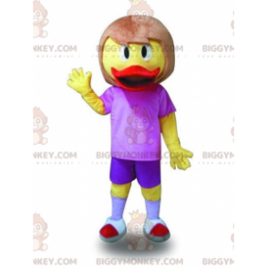 Fato de mascote Duck BIGGYMONKEY™ com cabelo. terno feminino –