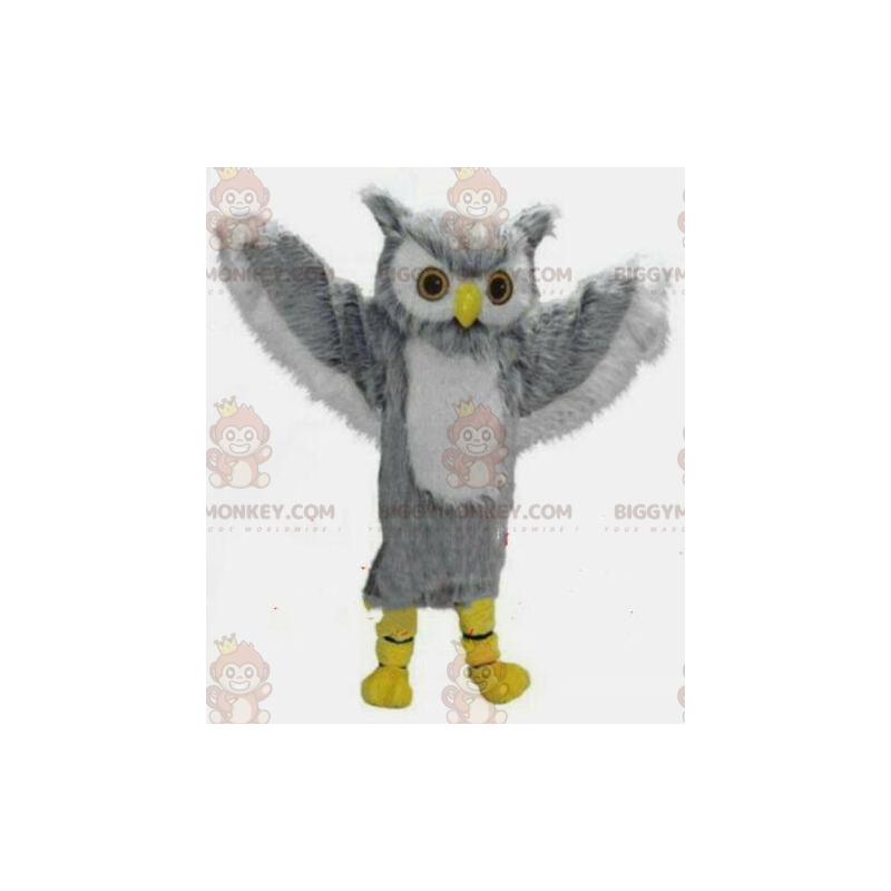 Kostým maskota obří šedobílé sovy BIGGYMONKEY™, kostým sovy –