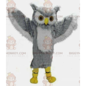 Kostým maskota obří šedobílé sovy BIGGYMONKEY™, kostým sovy –