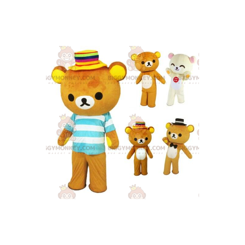 Costume da mascotte Teddy BIGGYMONKEY™ con top a righe, costume