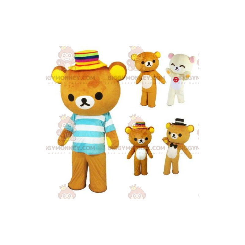 Traje de mascote Teddy BIGGYMONKEY™ com top listrado, fantasia