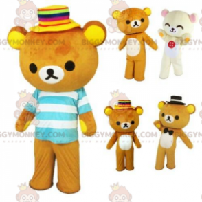 Teddy BIGGYMONKEY™ mascot costume with striped top, teddy bear