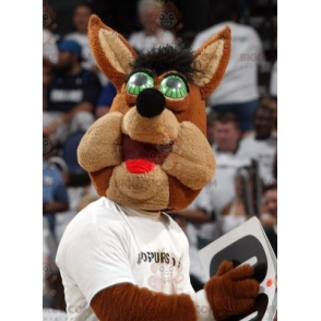 Brown Wolf with Green Eyes BIGGYMONKEY™ Mascot Costume –