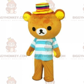 Costume da mascotte Teddy BIGGYMONKEY™ con top a righe, costume