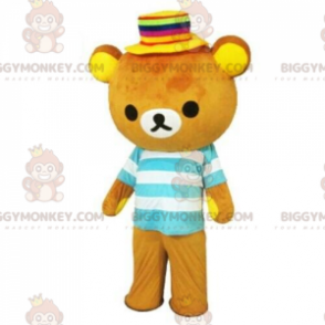 Teddy BIGGYMONKEY™ mascot costume with striped top, teddy bear
