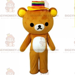 Björnen BIGGYMONKEY™ maskotdräkt med färgglad hatt
