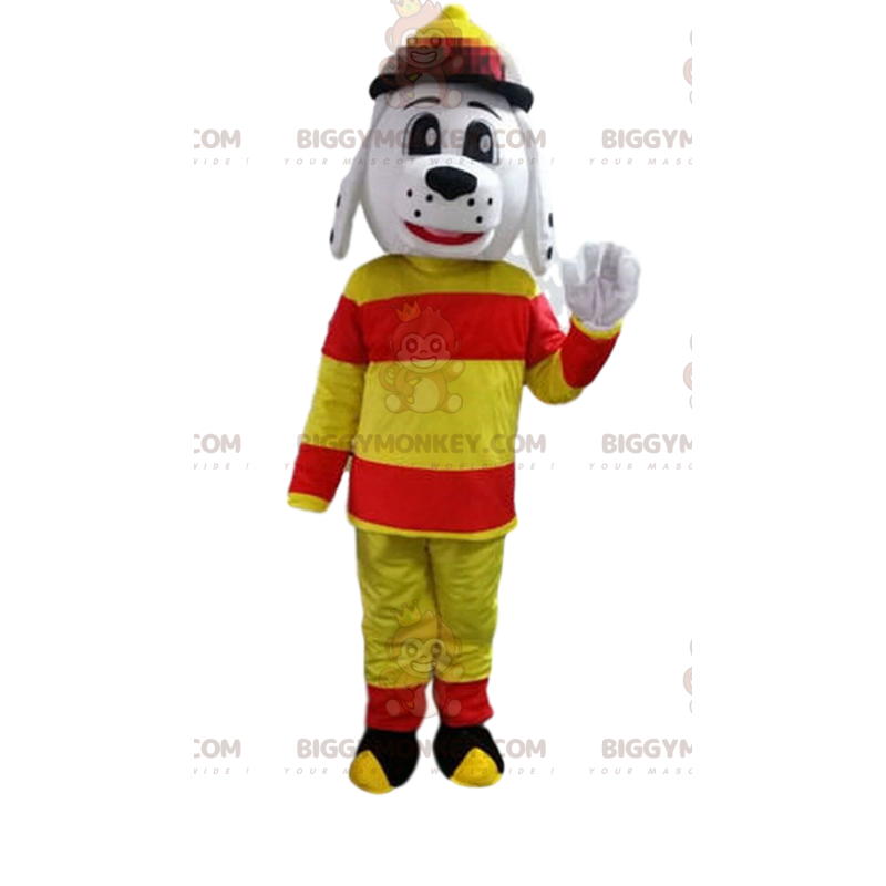 BIGGYMONKEY™ mascot costume of dog dressed as a firefighter