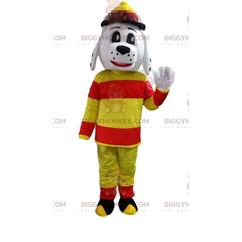 Costume de mascotte BIGGYMONKEY™ de chien habillé en pompier