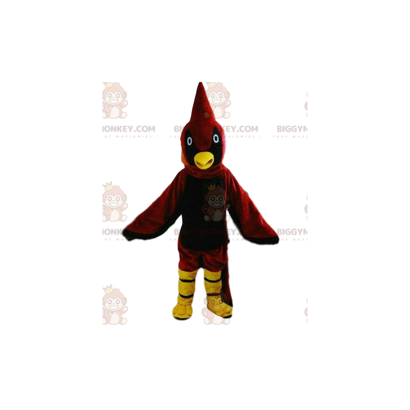 BIGGYMONKEY™ maskottiasu punainen ja keltainen lintu, värikäs
