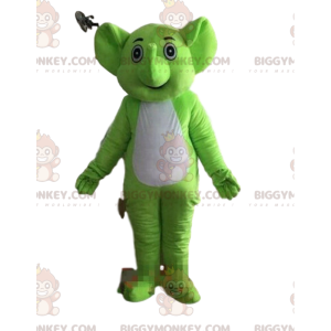 Costume de mascotte BIGGYMONKEY™ d'éléphant vert et blanc