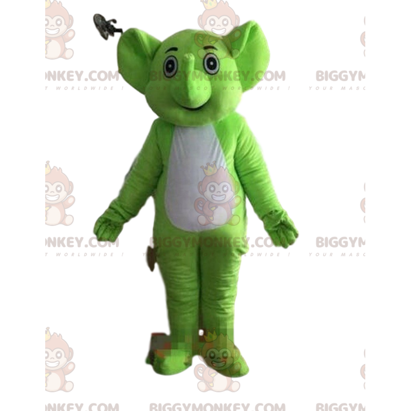 Costume de mascotte BIGGYMONKEY™ d'éléphant vert et blanc