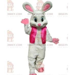 BIGGYMONKEY™ costume mascotte di coniglio bianco in abito rosa
